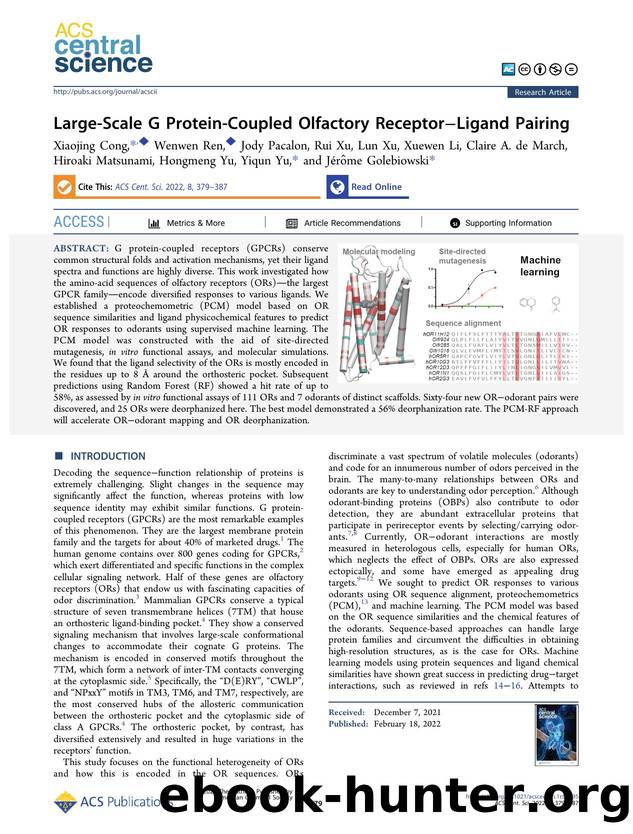Large-Scale G Protein-Coupled Olfactory ReceptorâLigand Pairing by unknow