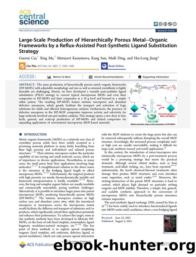 Large-Scale Production of Hierarchically Porous MetalâOrganic Frameworks by a Reflux-Assisted Post-Synthetic Ligand Substitution Strategy by unknow