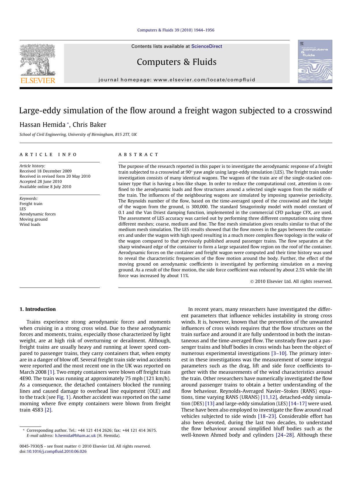 Large-eddy simulation of the flow around a freight wagon subjected to a crosswind by Hassan Hemida & Chris Baker