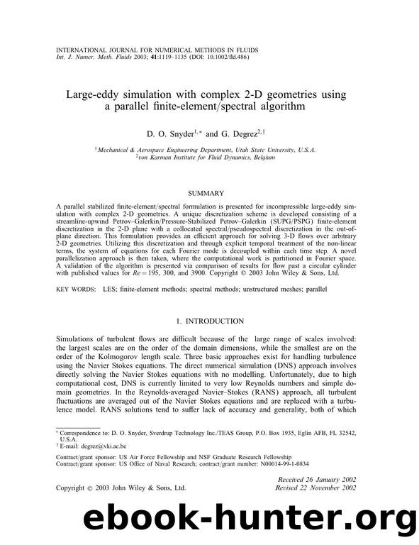 Large-eddy simulation with complex 2-D geometries using a parallel finite-elementspectral algorithm by Unknown
