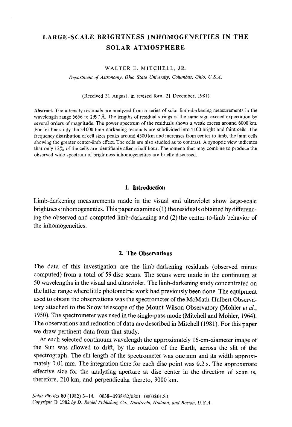Large-scale brightness inhomogeneities in the solar atmosphere by Unknown