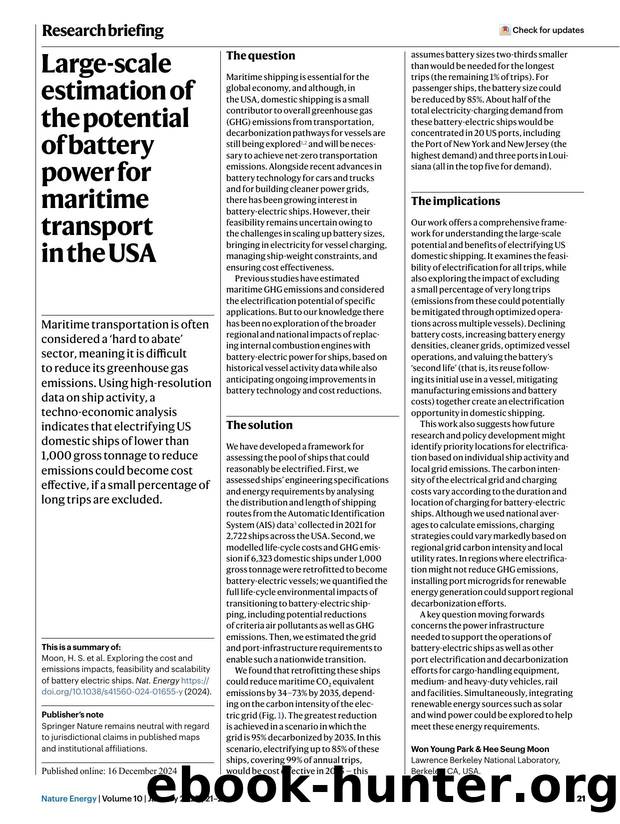 Large-scale estimation of the potential of battery power for maritime transport in the USA by Unknown