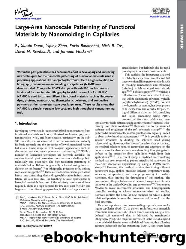 LargeArea Nanoscale Patterning of Functional Materials by Nanomolding in Capillaries by Unknown