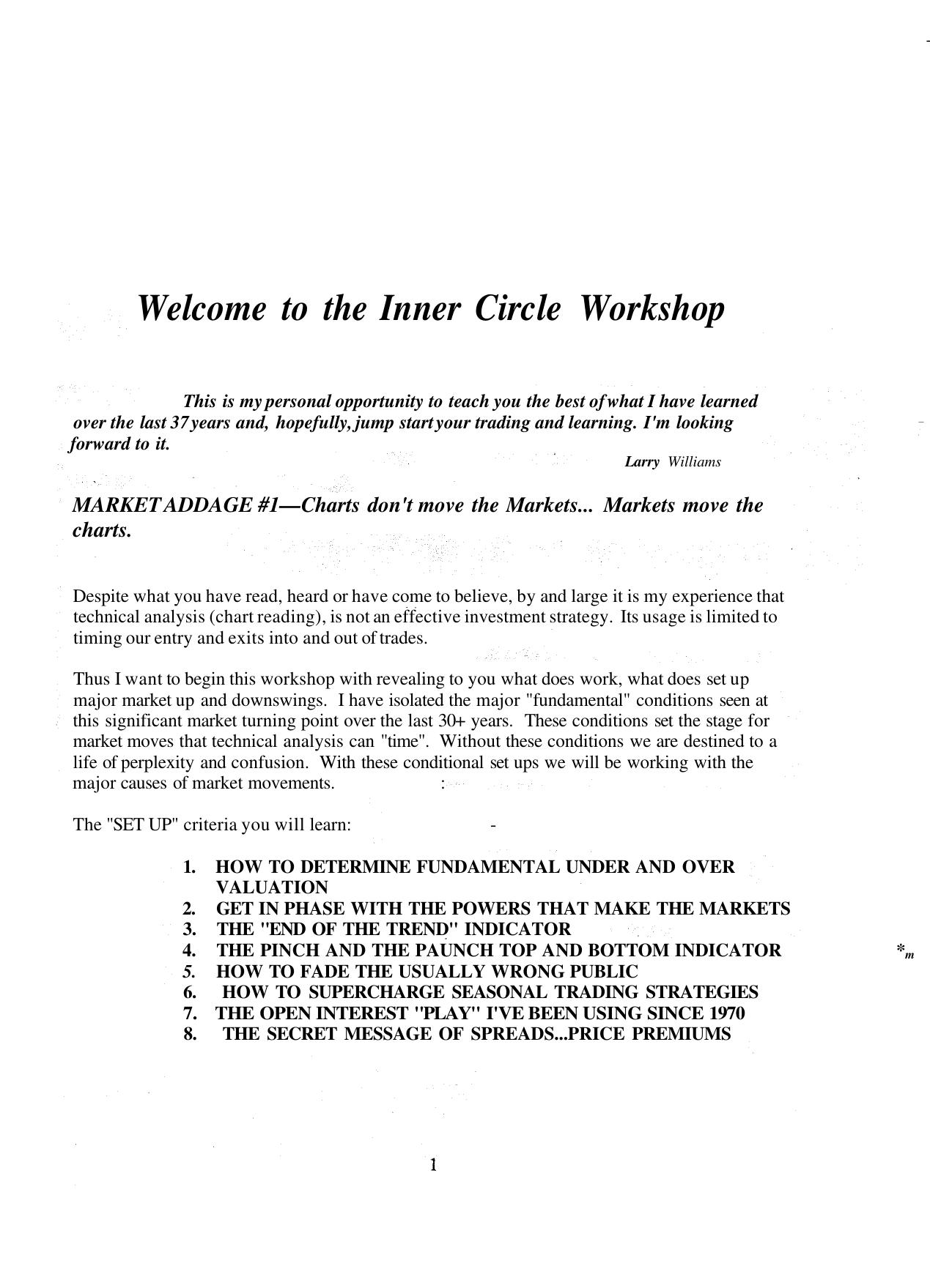 Larry Williams' Inner Circle Workshop Trading Method by Unknown