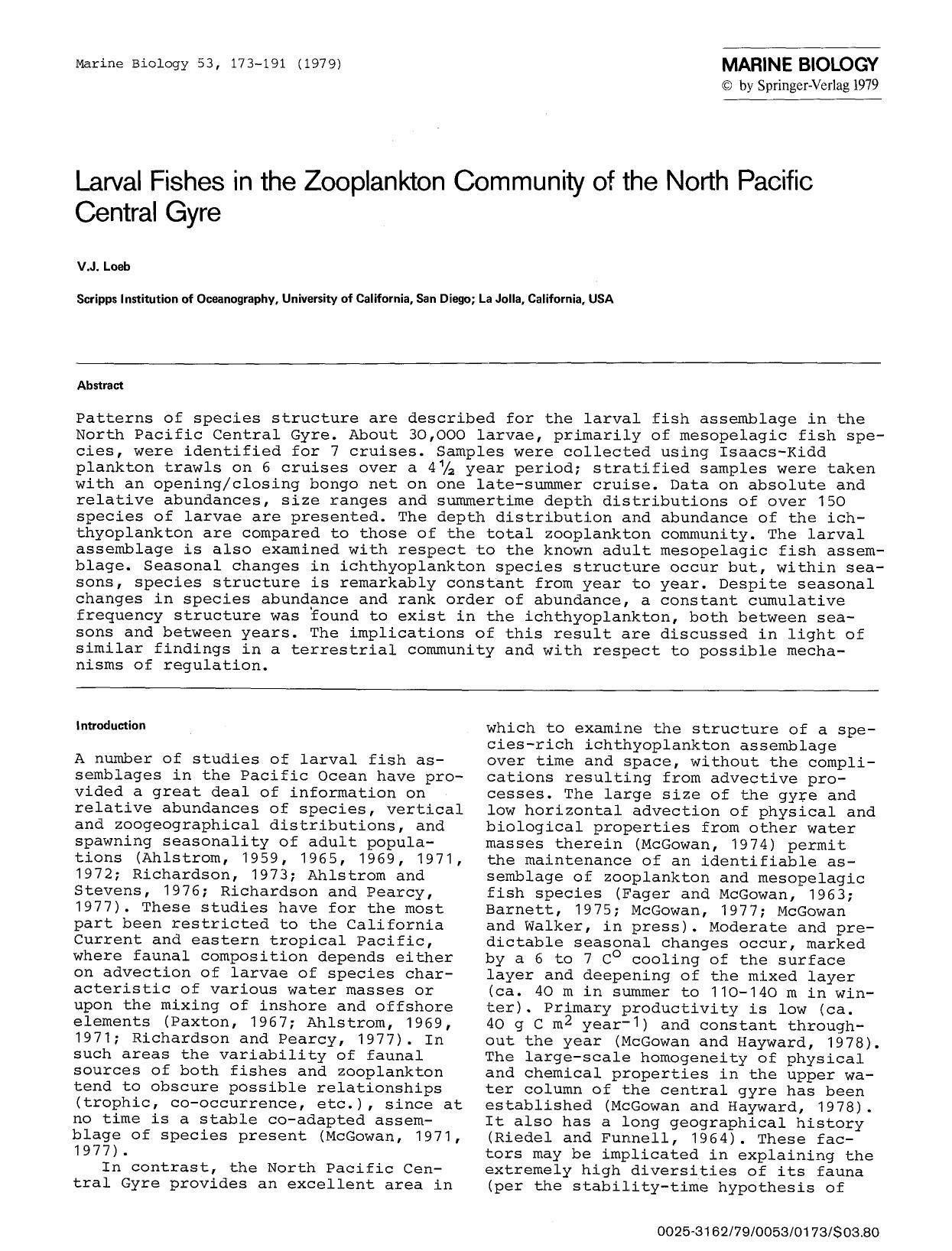 Larval fishes in the zooplankton community of the North Pacific Central Gyre by Unknown