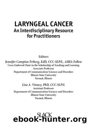 Laryngeal Cancer by Friberg Jennifer;Vinney Lisa; & Lisa A. Vinney