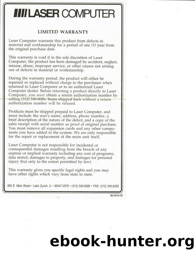 Laser Computer Limited Warranty by Unknown