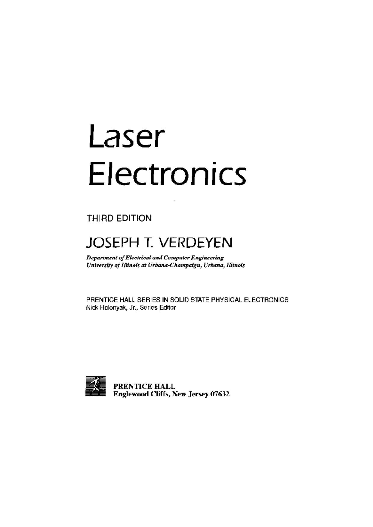 Laser Electronics by J. T. Verdeyer