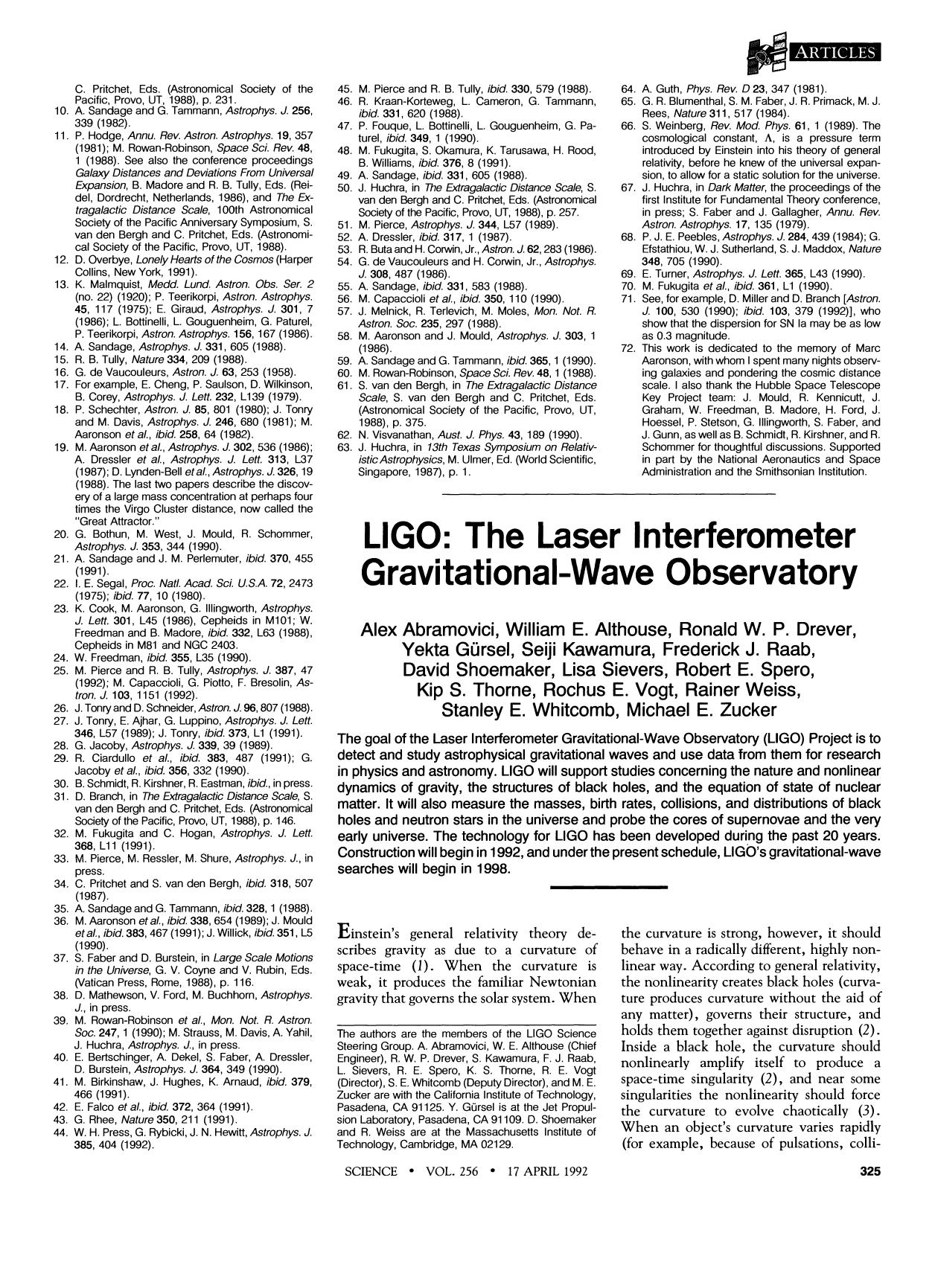 Laser Interferometer Gravitational-Wave Observatory (1992) by Unknown