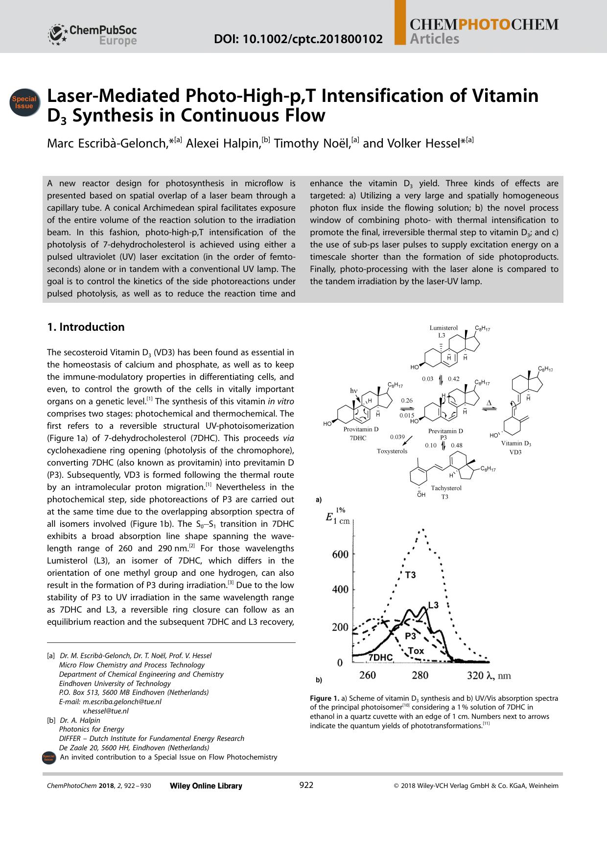 LaserâMediated PhotoâHighâp,T Intensification of Vitamin D3 Synthesis in Continuous Flow by Unknown