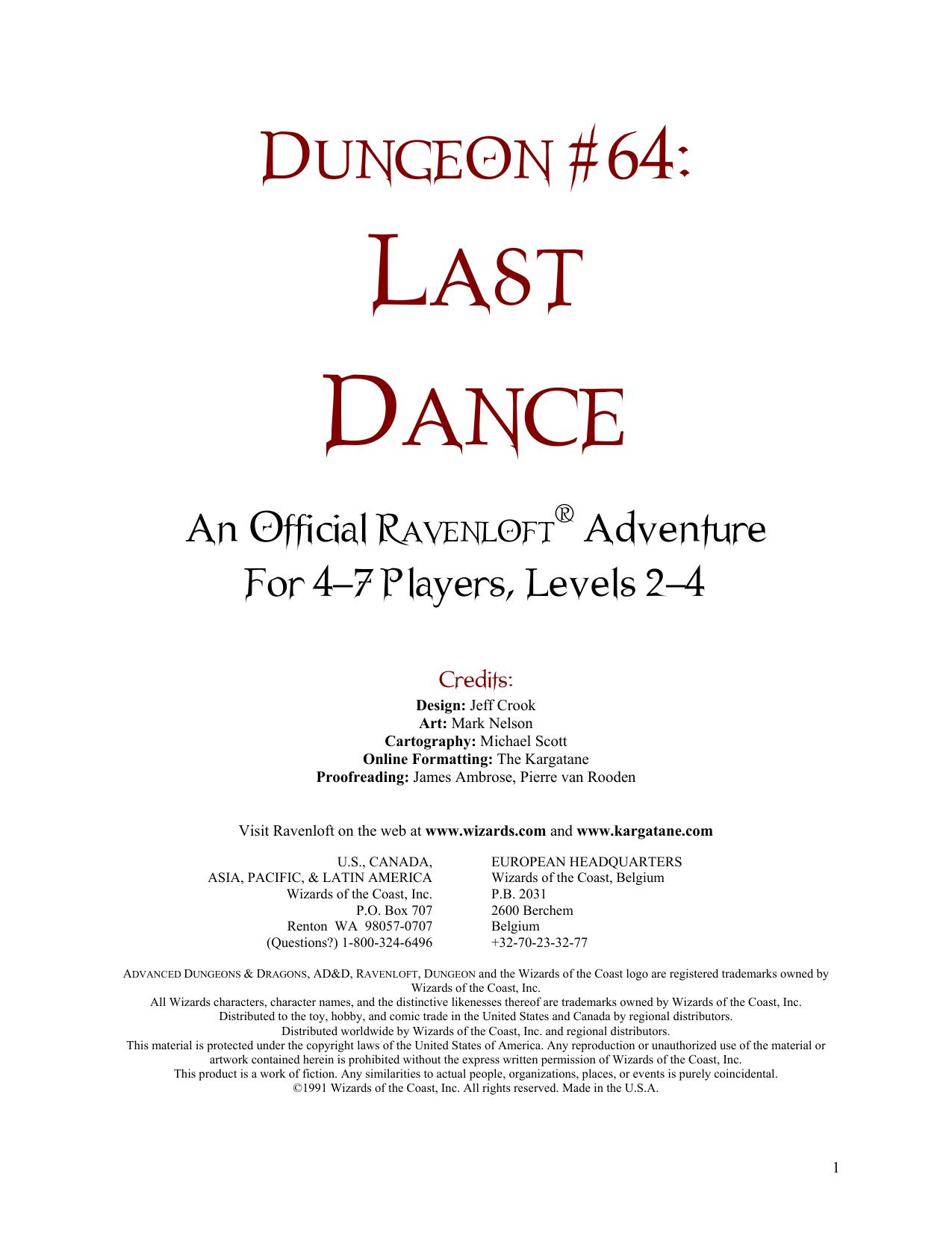Last Dance - from DUNGEON Magazine #64 by Jeff Crook
