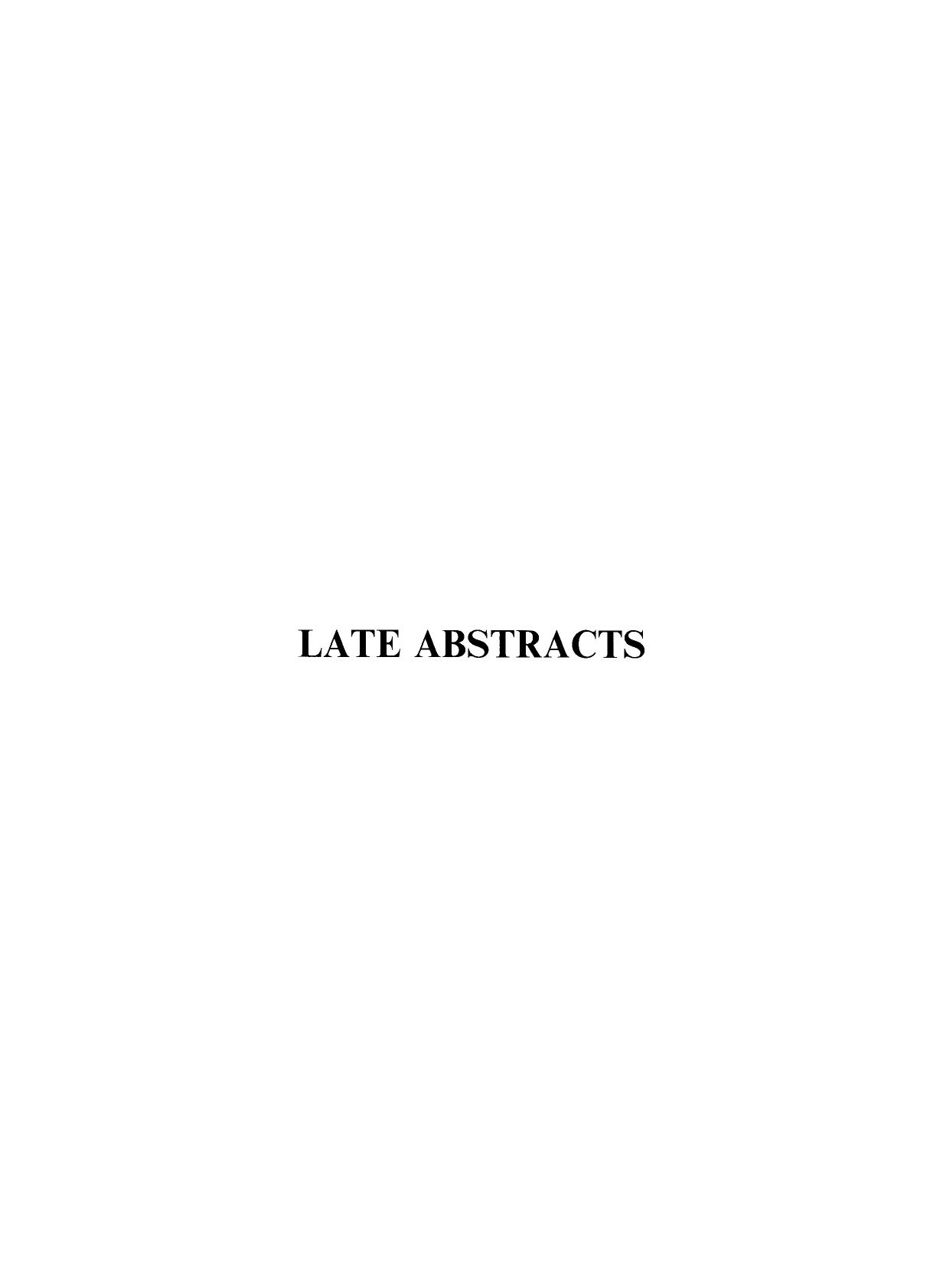 Late abstracts by Unknown