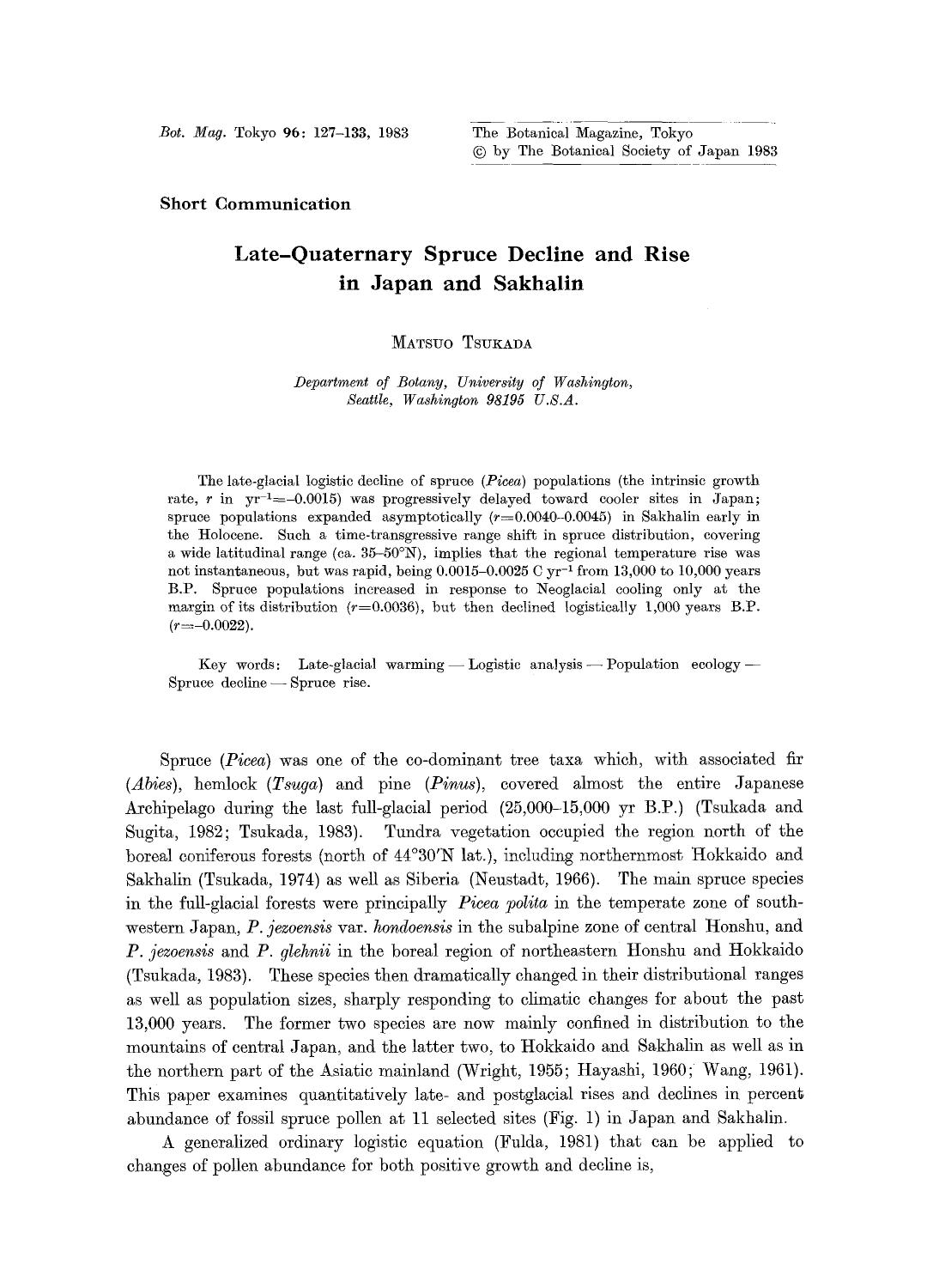Late-quaternary spruce decline and rise in Japan and Sakhalin by Unknown