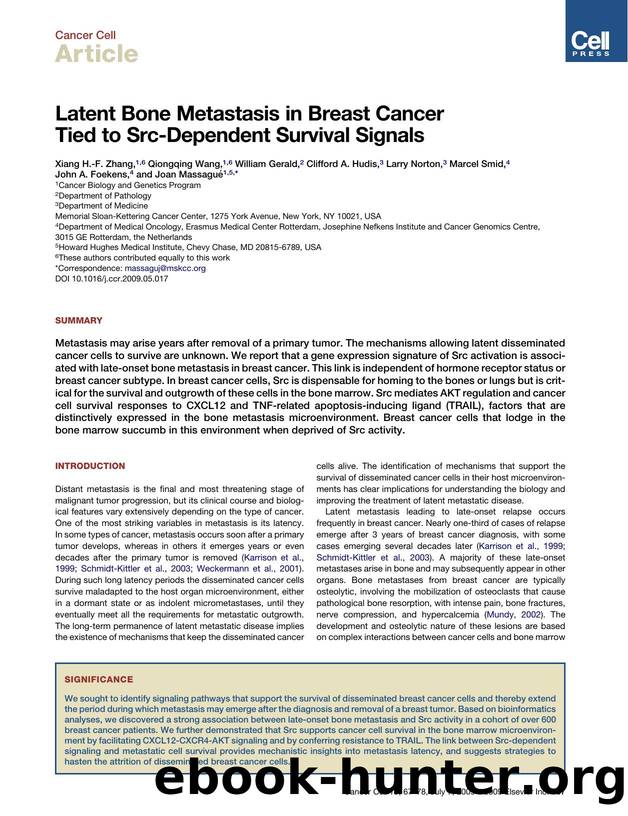 Latent Bone Metastasis in Breast Cancer Tied to Src-Dependent Survival Signals by unknow