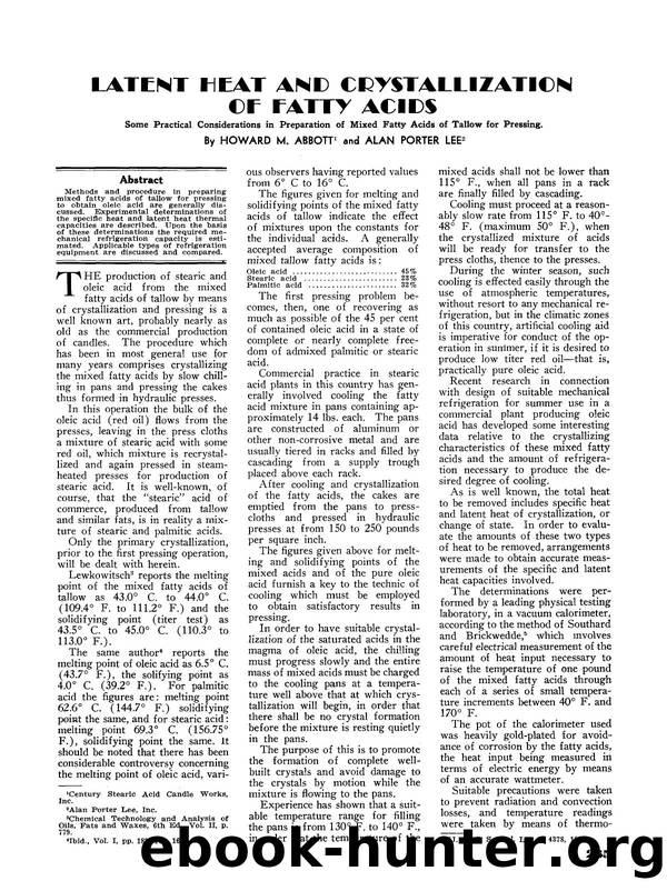 Latent heat and crystallization of fatty acids by Unknown