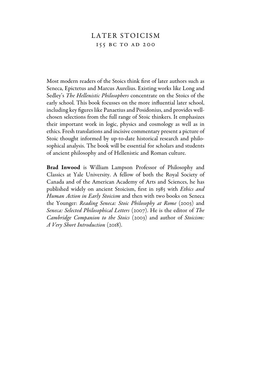 Later Stoicism 155 BC to AD 200: An Introduction and Collection of Sources in Translation by Brad Inwood
