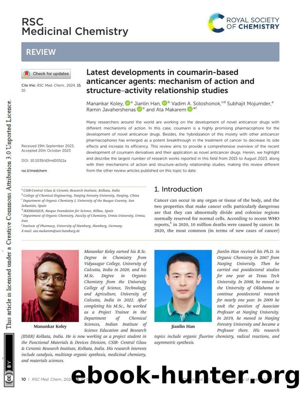 Latest developments in coumarin-based anticancer agents: mechanism of action and structureâactivity relationship studies by unknow