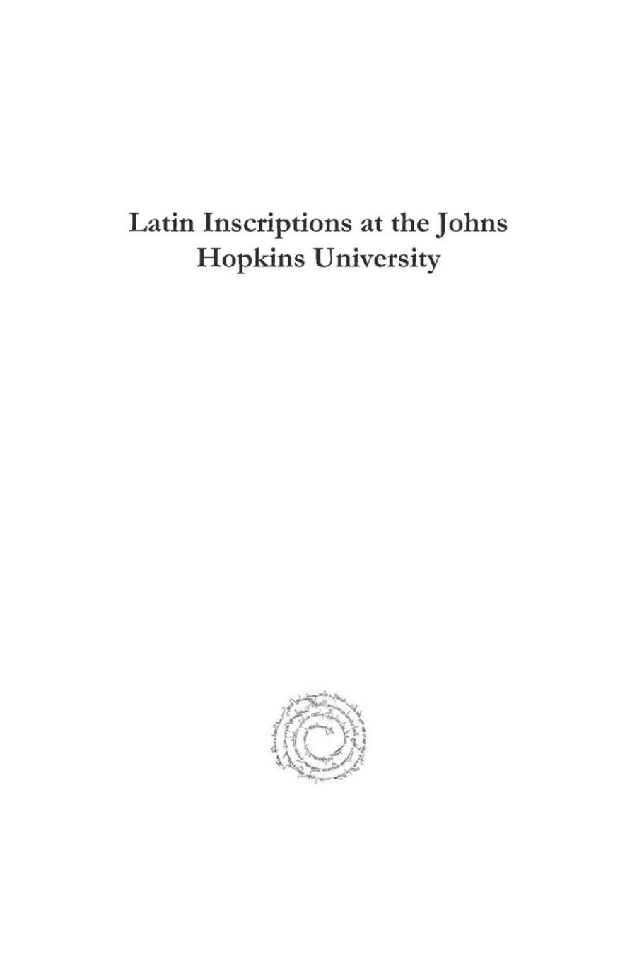 Latin Inscriptions at the Johns Hopkins University by Harry Langford Wilson
