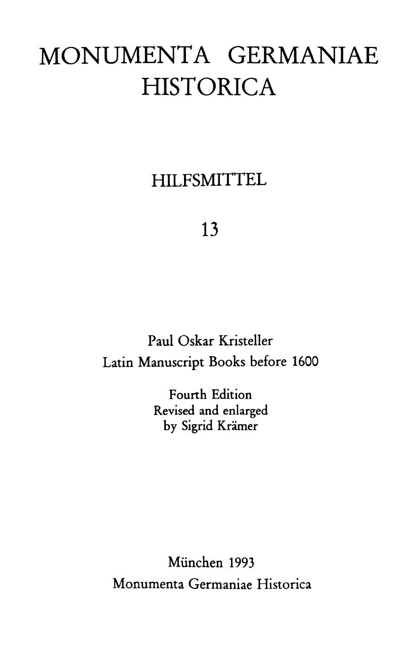 Latin manuscript books before 1600 by Paul Oskar Kristeller