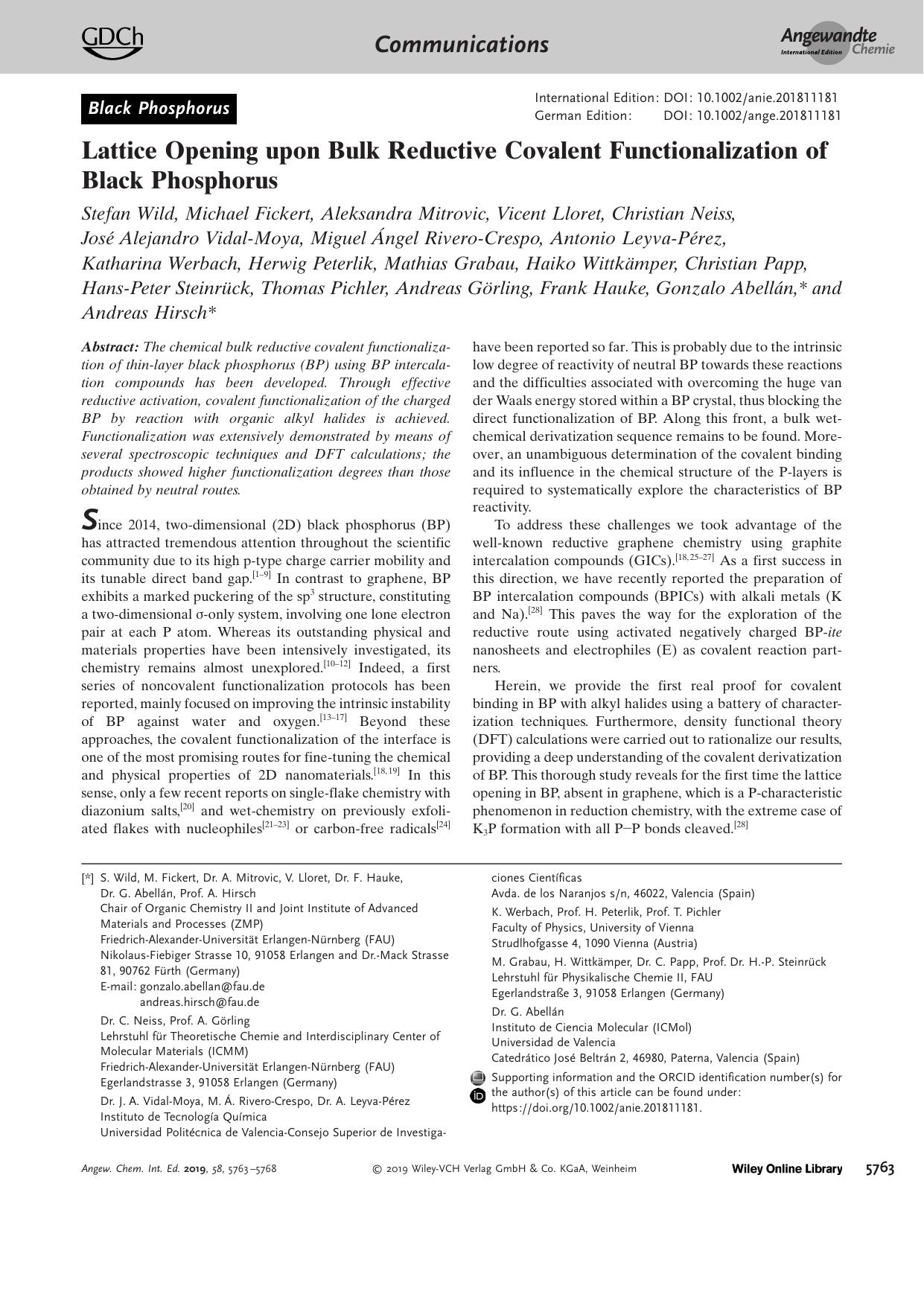 Lattice Opening upon Bulk Reductive Covalent Functionalization of Black Phosphorus by Unknown