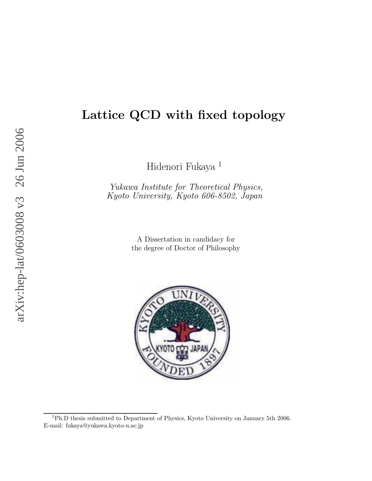 Lattice QCD with fixed topology by Fukaya H