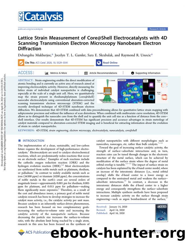 Lattice Strain Measurement of Core@Shell Electrocatalysts with 4D Scanning Transmission Electron Microscopy Nanobeam Electron Diffraction by Debangshu Mukherjee Jocelyn T. L. Gamler Sara E. Skrabalak & Raymond R. Unocic