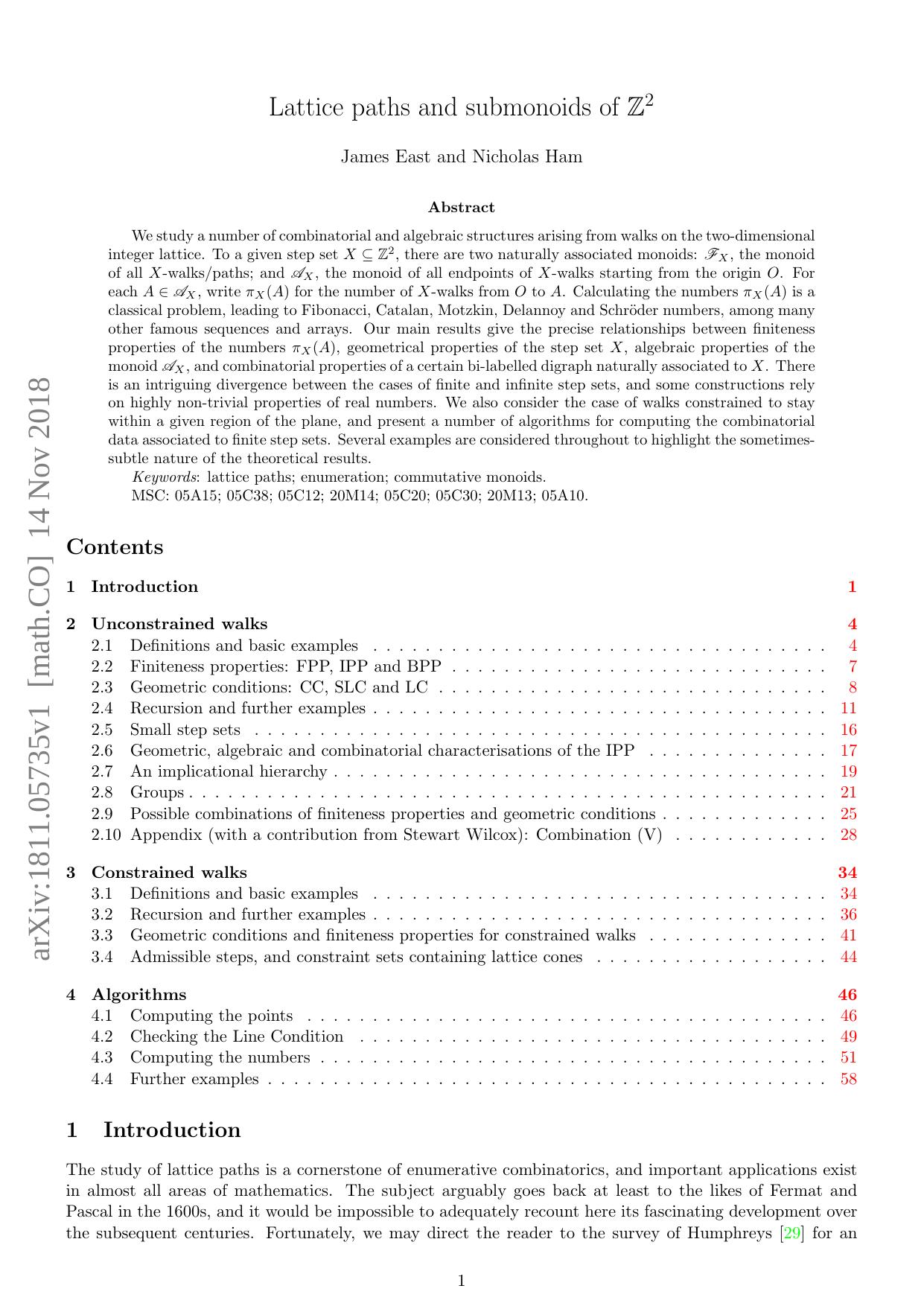 Lattice paths and submonoids of Z^2 by James East and Nicholas Ham