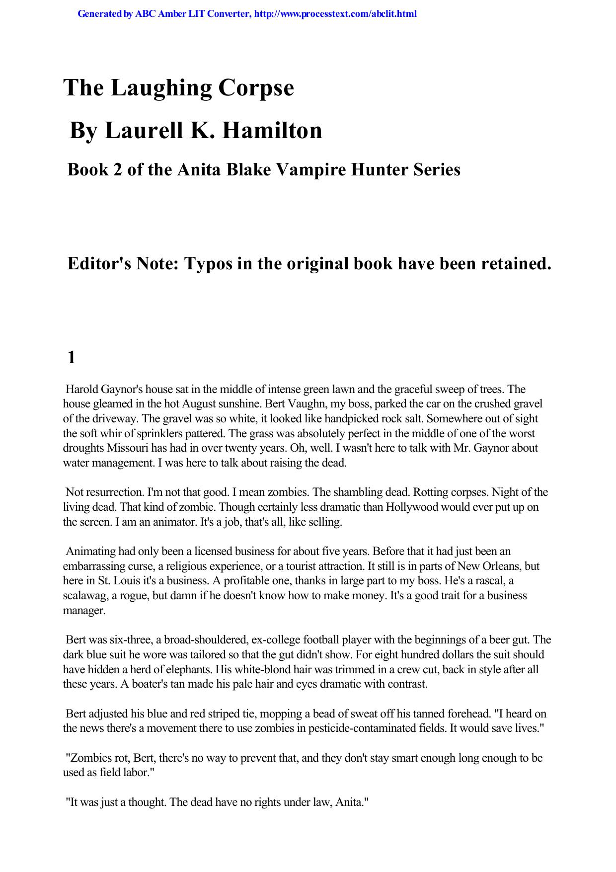 Laurell K. Hamilton - Anita Blake, Vampire Hunter 02 by The Laughing Corpse