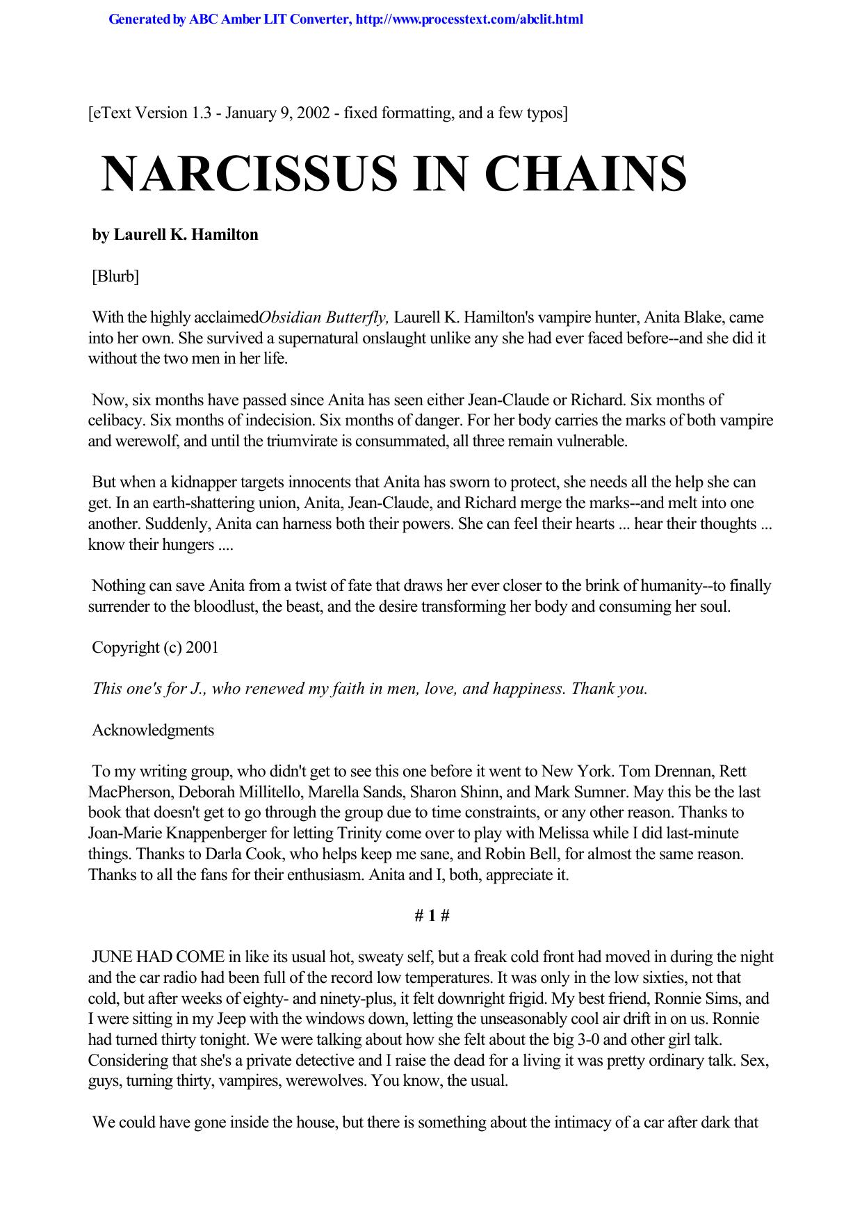 Laurell K. Hamilton - Anita Blake, Vampire Hunter 10 by Narcissus In Chains