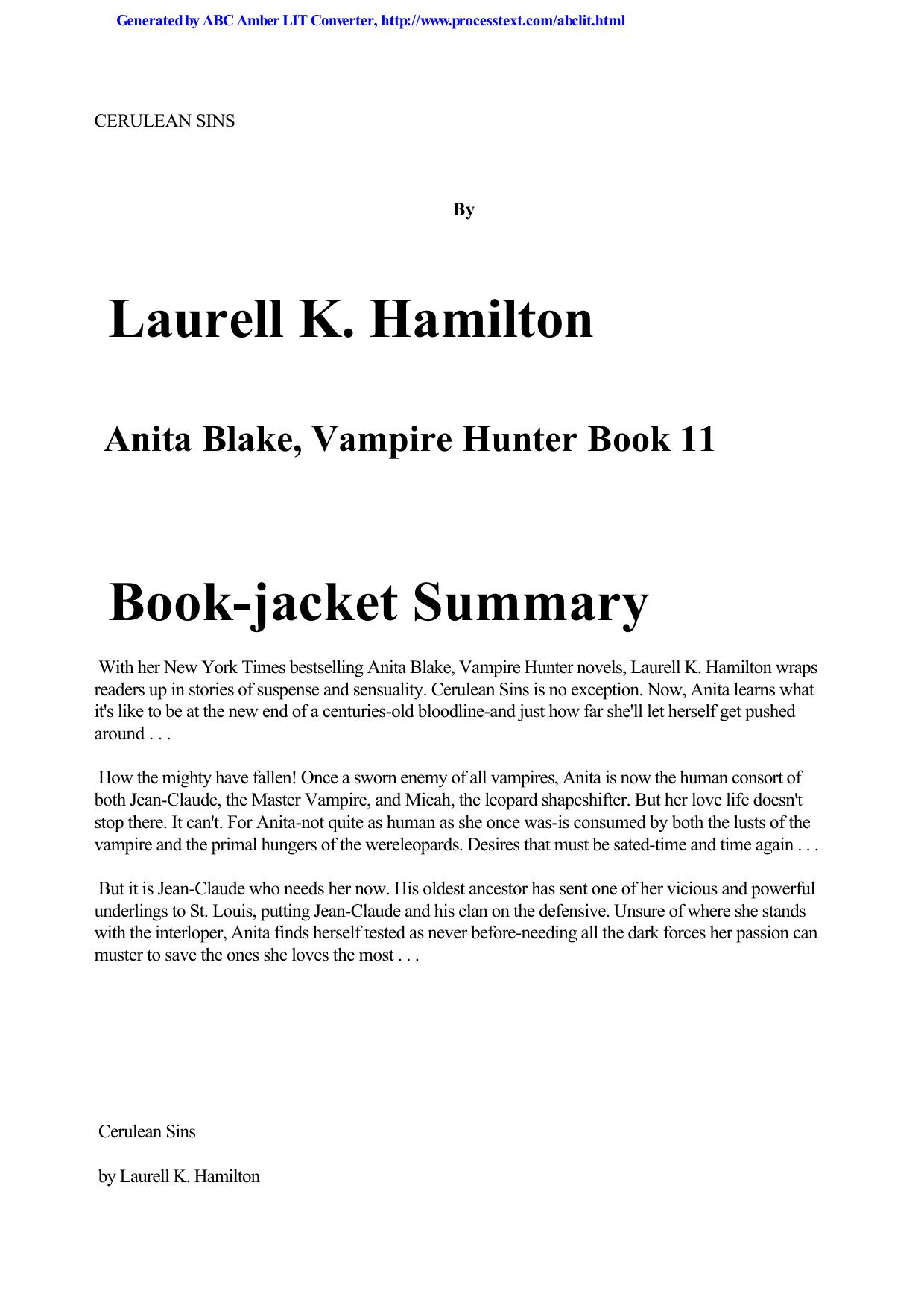 Laurell K. Hamilton - Anita Blake, Vampire Hunter 11 by Cerulean Sins