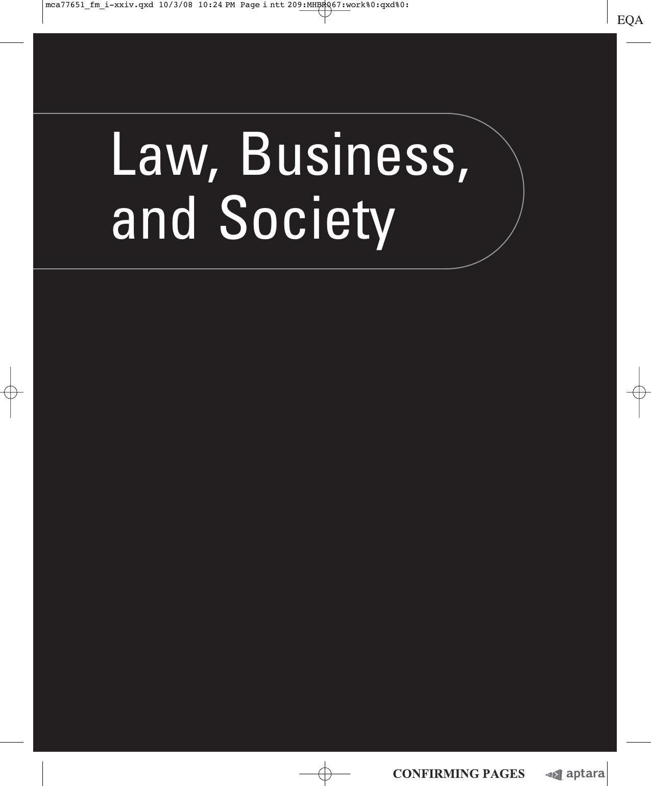 Law Business and Society McAdams Tony by Unknown
