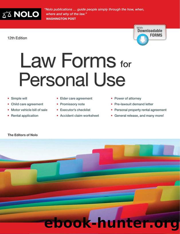 Law Forms for Personal Use by The Editors of Nolo;