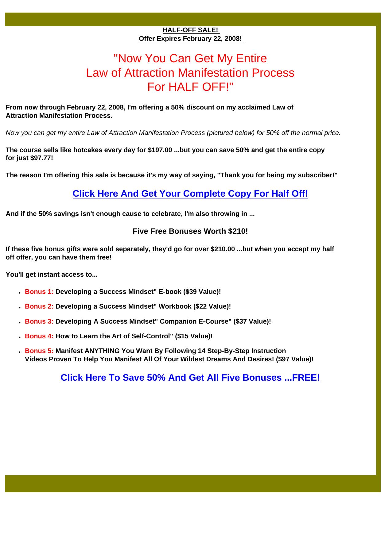 Law Of Attraction Manifestation Process. by Best of Kuszter's Collection