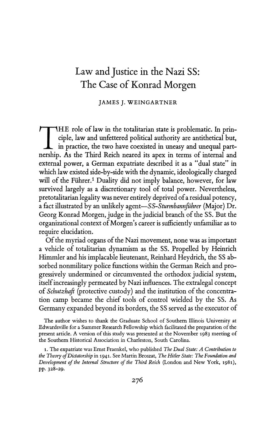 Law and Justice in the Nazi SS: The Case of Konrad Morgen by unknow