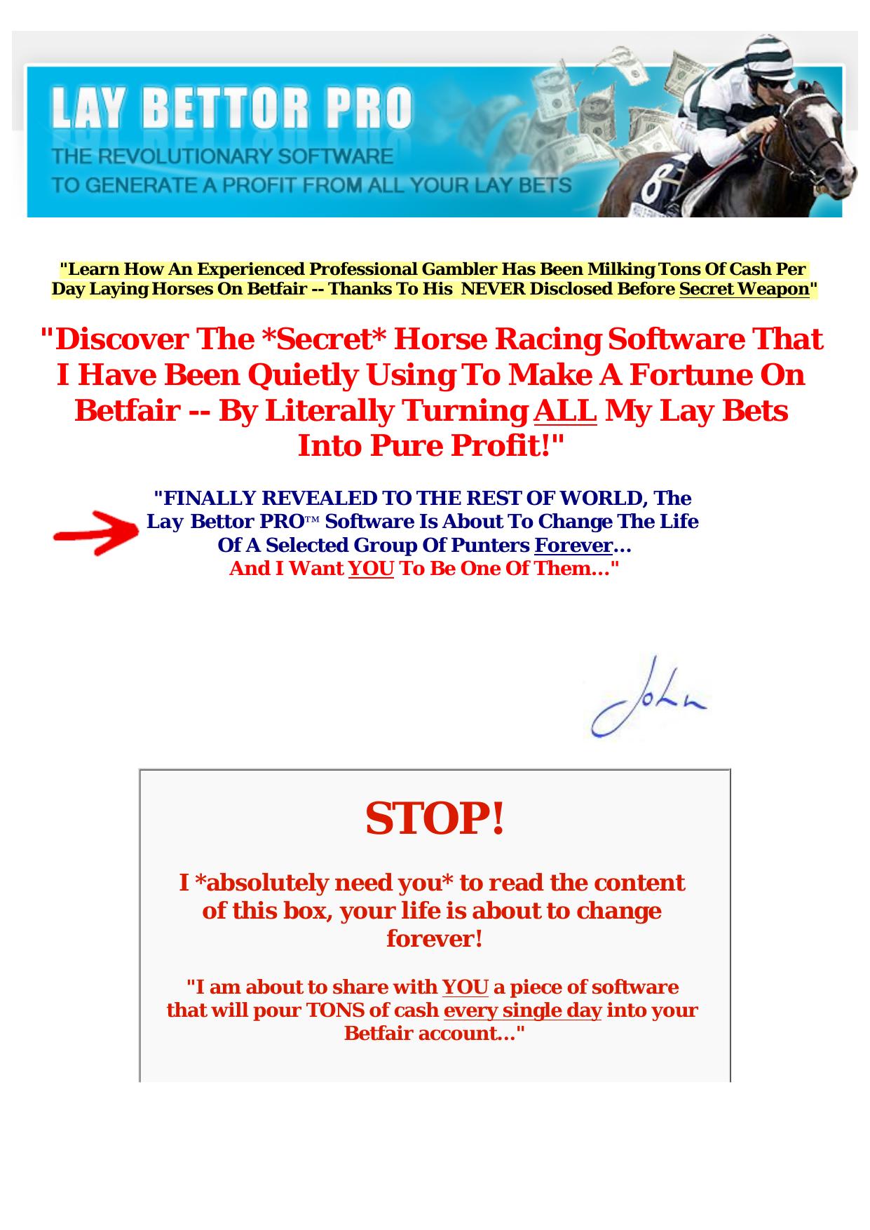 Lay Bettor Pro - Horse Racing Lay Software For Betfair! by Best of Kuszter's Collection