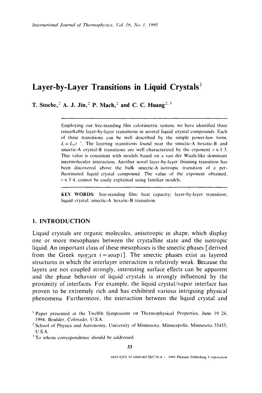 Layer-by-layer transitions in liquid crystals by Unknown