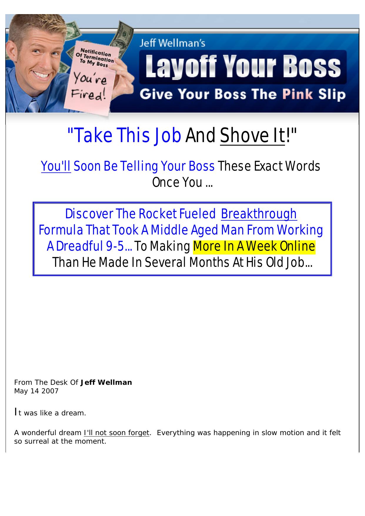 Layoff Your Boss Wealth Creation System. by Best of Kuszter's Collection