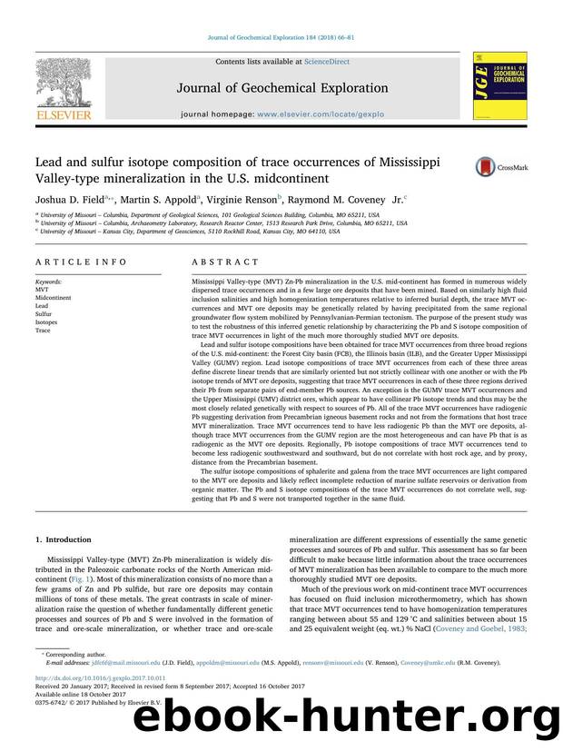 Lead and sulfur isotope composition of trace occurrences of Mississippi Valley-type mineralization in the U.S. midcontinent by Joshua D. Field & Martin S. Appold & Virginie Renson & Raymond M. Coveney