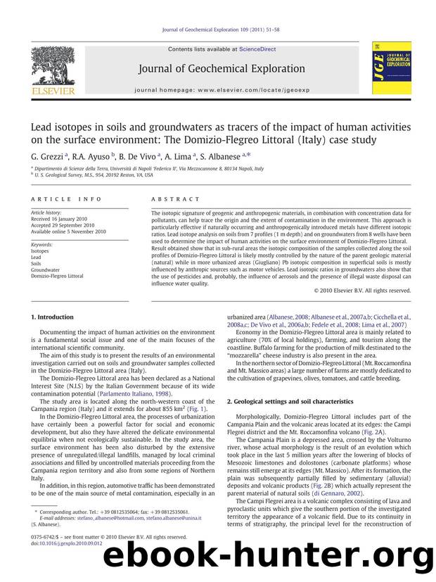 Lead isotopes in soils and groundwaters as tracers of the impact of human activities on the surface environment: The Domizio-Flegreo Littoral (Italy) case study by G. Grezzi & R.A. Ayuso & B. De Vivo & A. Lima & S. Albanese