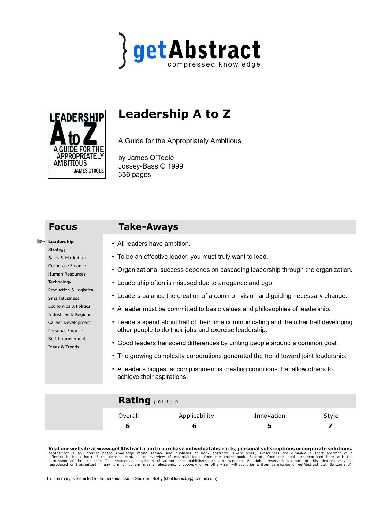 Leadership A to Z by getAbstract