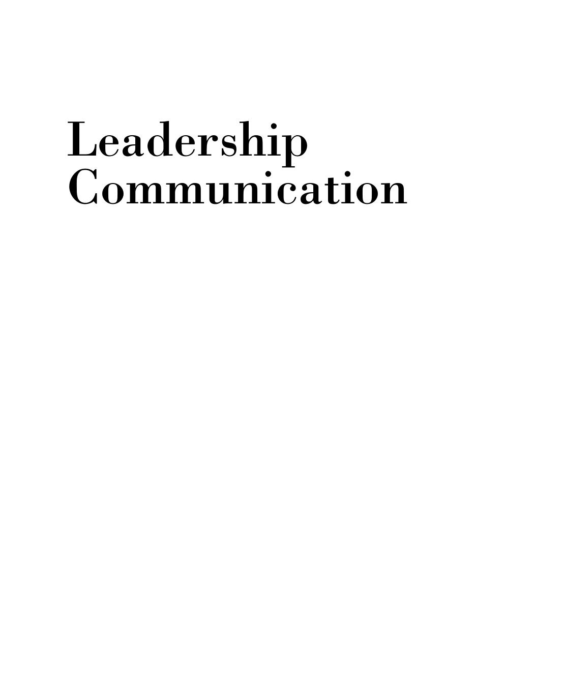 Leadership Communication by Deborah Barrett