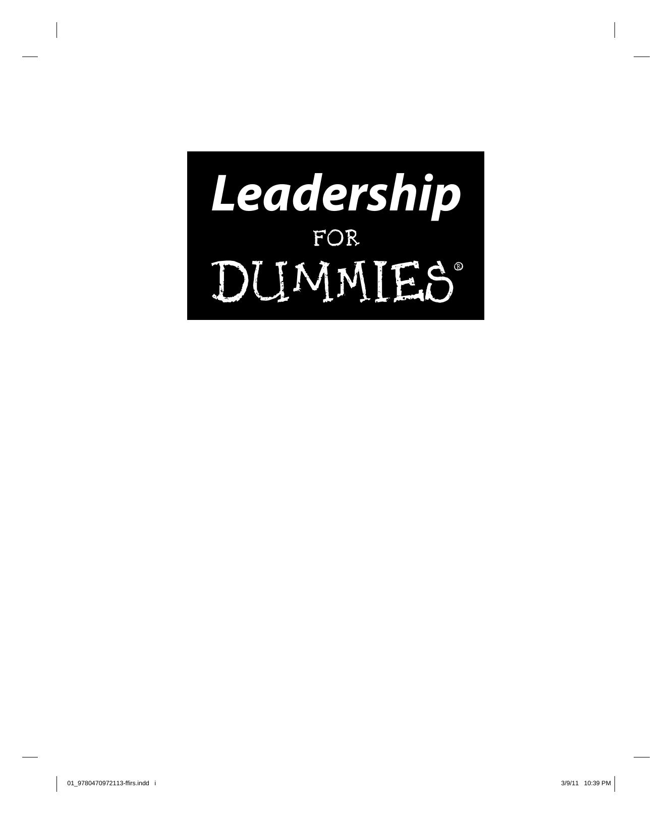 Leadership For Dummies by John Marrin