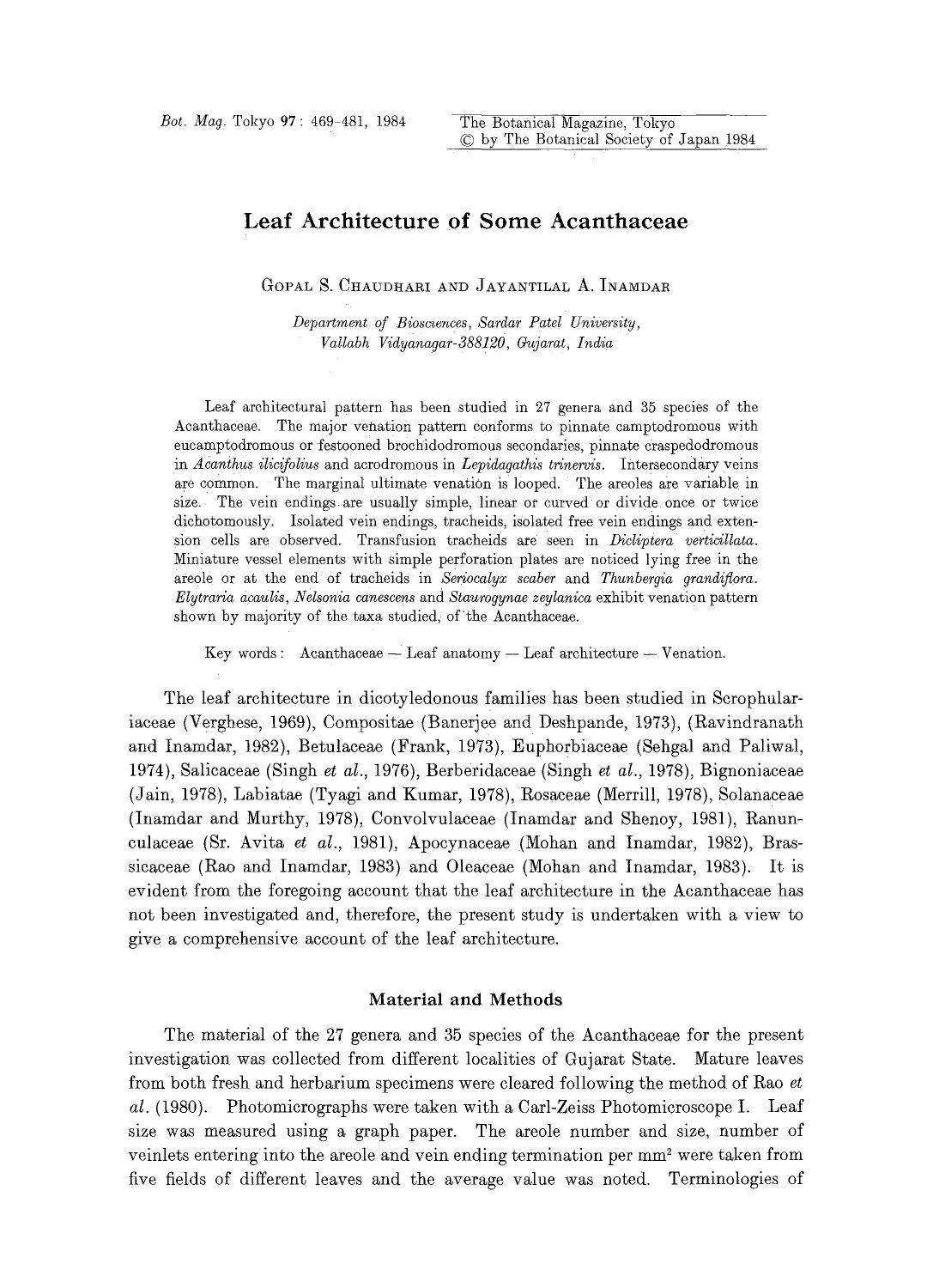 Leaf architecture of some acanthaceae by Unknown