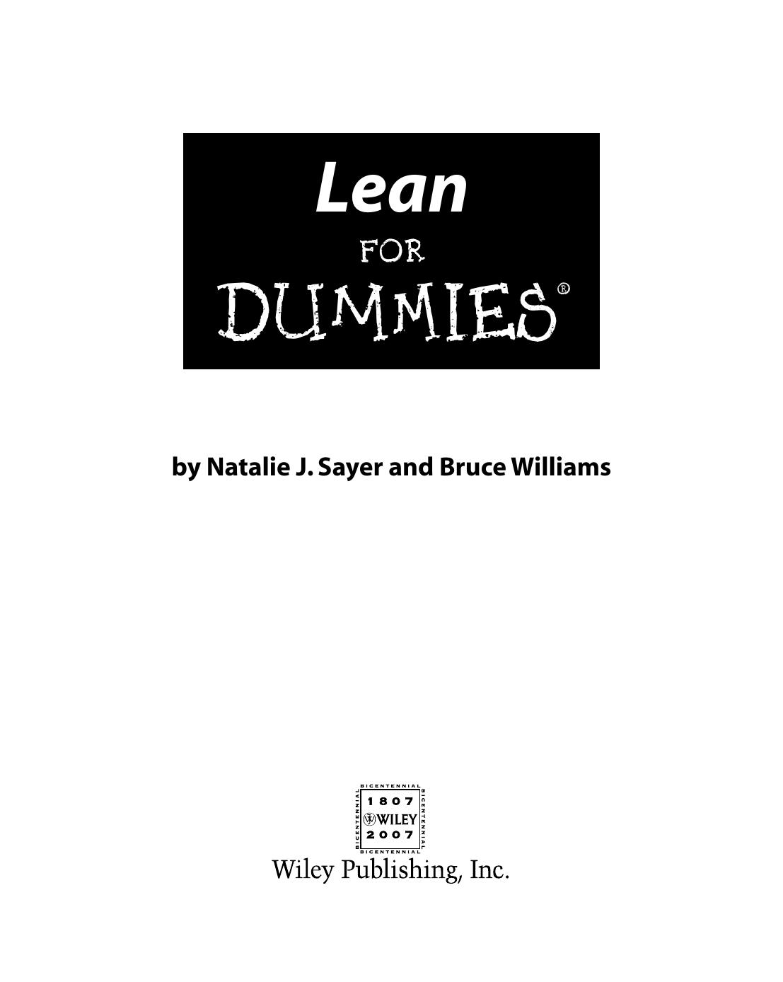 Lean for Dummies by Sayer Natalie J. & Williams Bruce