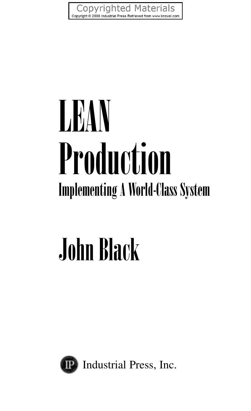 Lean production : implementing a world-class system by John R Black