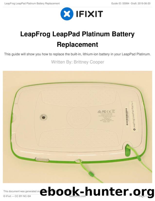 LeapFrog LeapPad Platinum Battery Replacement by Unknown