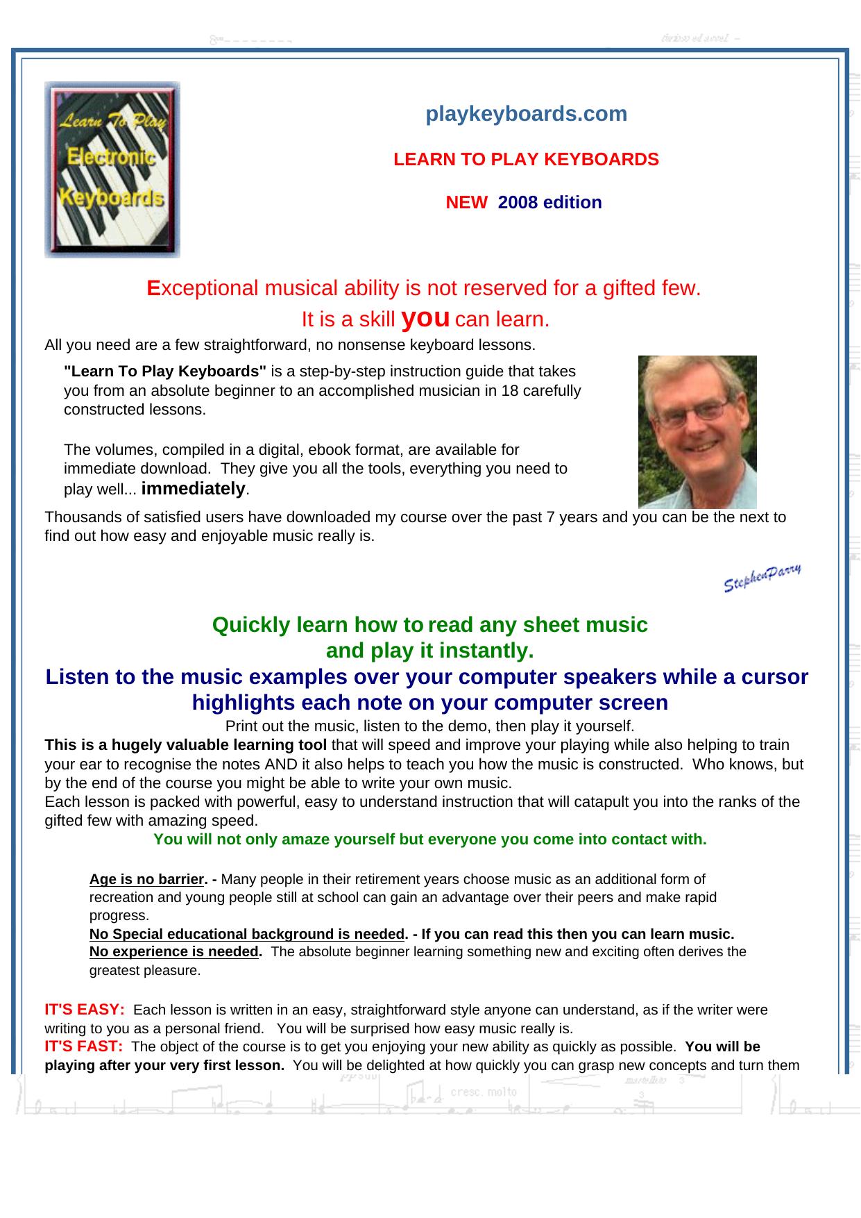 Learn To Play Electronic Keyboards. by Best of Kuszter's Collection