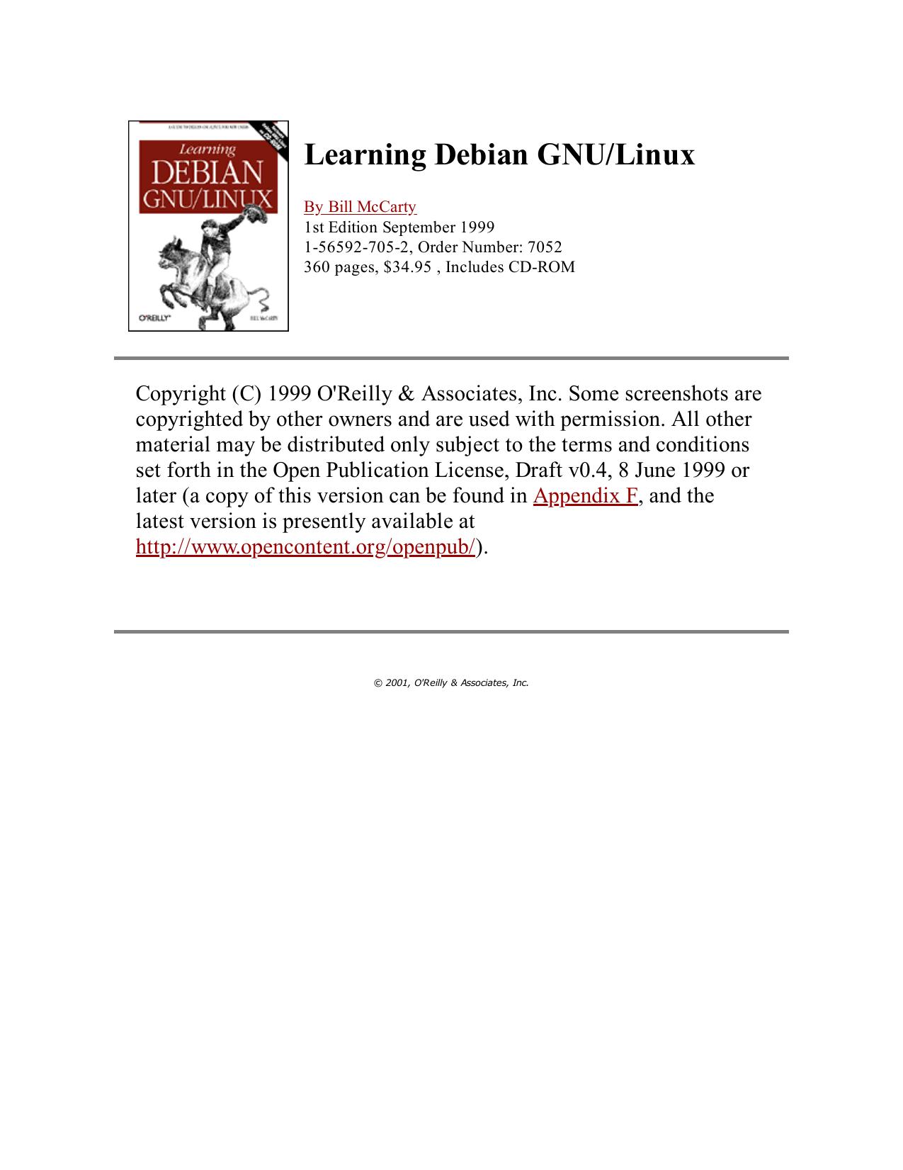 Learning Debian GNU/LINUX by Bill McCarty