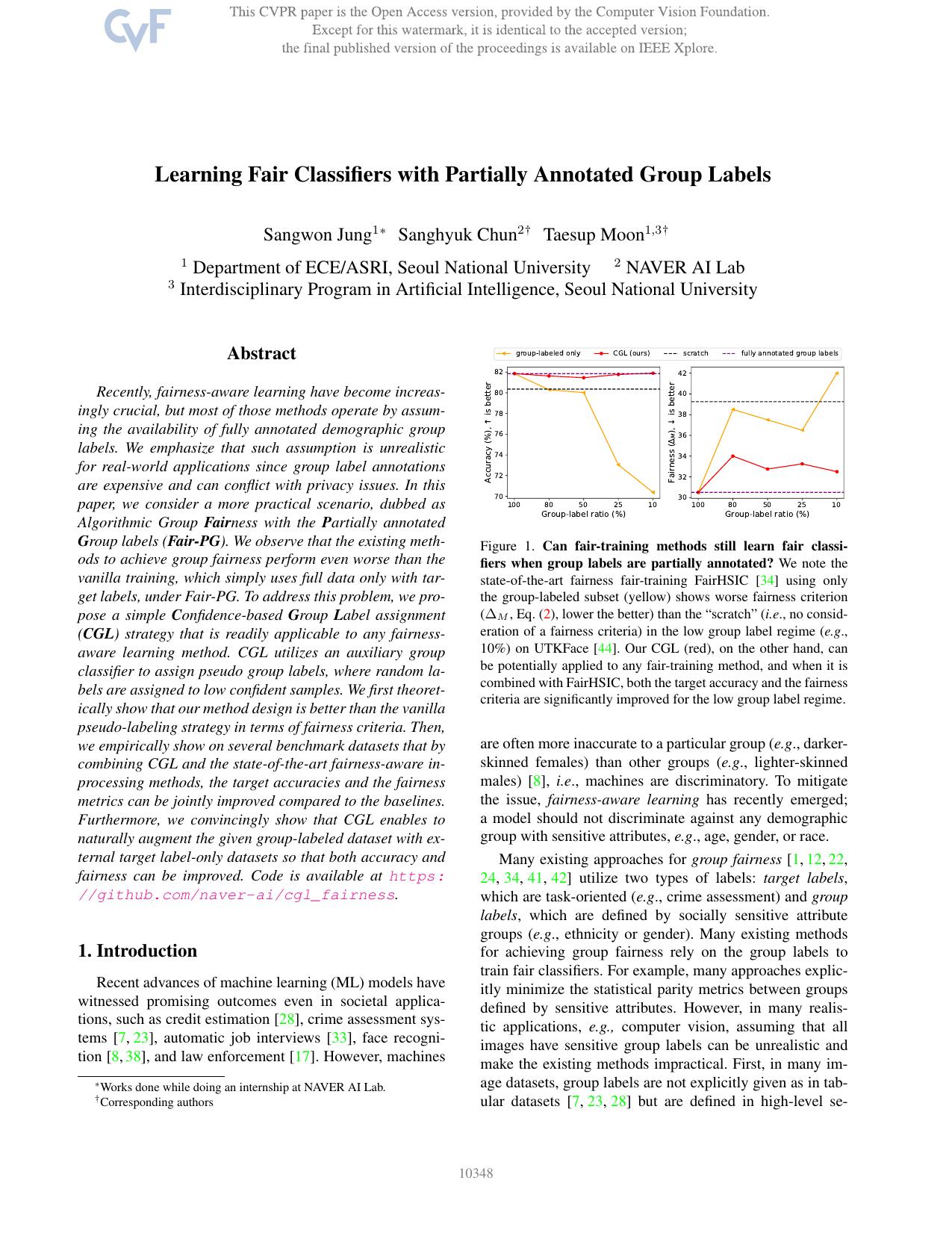 Learning Fair Classifiers With Partially Annotated Group Labels by Sangwon Jung & Sanghyuk Chun & Taesup Moon