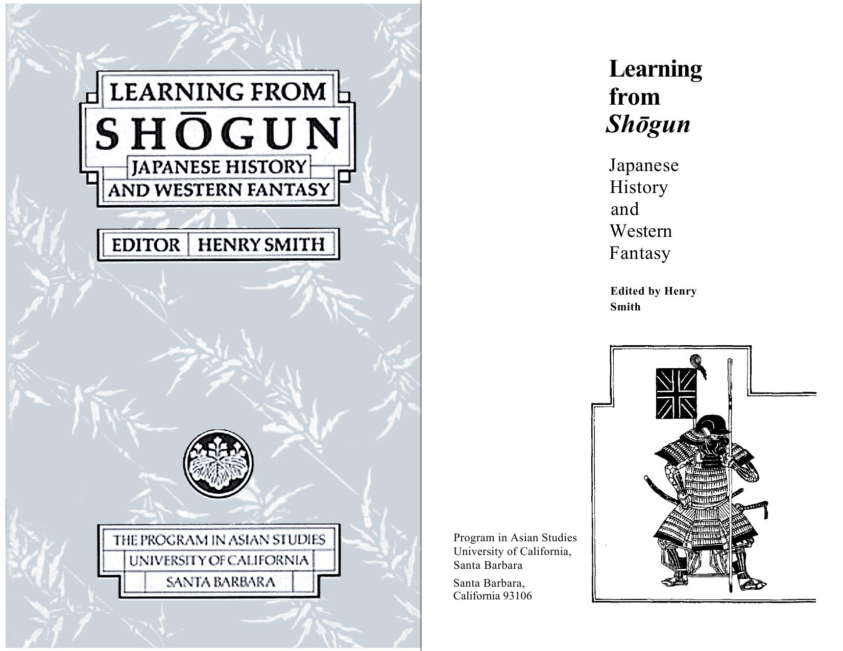 Learning From ShÅgun: Japanese History and Western Fantasy by unknow